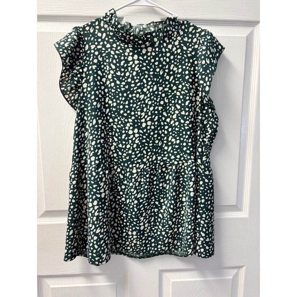 Green And Cream Blouse M